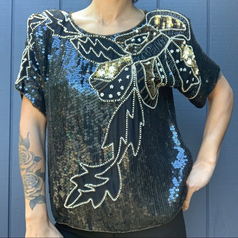 Vintage Joseph Le Bon sequin top Sz L